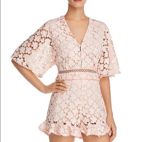 New Karina Grimaldi Ruffle Crotchet Lace Crop Top & Shorts Matching Set Rococo